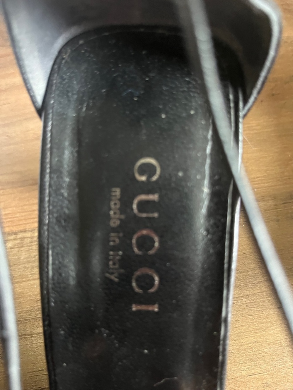 Gucci Black Leather Square-Toe Slingback Heels - Picture 2 of 4